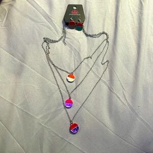 ⭐️three layer paparazzi necklace with earrings